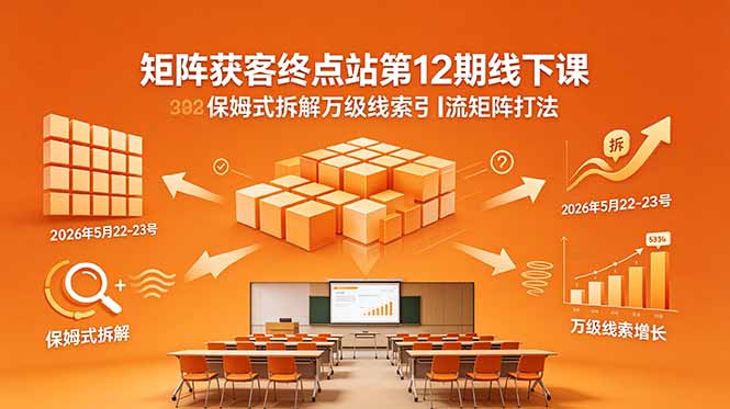 矩阵获客终点站第12期线下课 2026年5月22-23号 保姆式拆解万级线索引流矩阵打法-项目汇