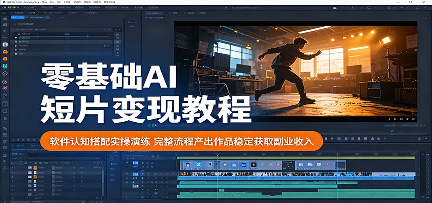 零基础AI短片变现教程：软件认知搭配实操演练，完整流程产出作品稳定获取副业收入-项目汇