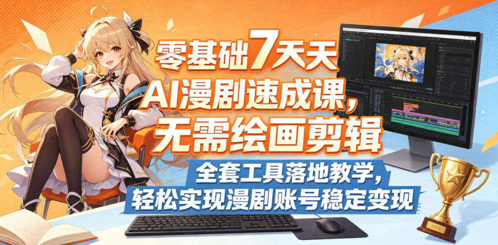 零基础7天AI漫剧速成课,无需绘画剪辑,全套工具落地教学,轻松实现漫剧账号稳定变现-项目汇