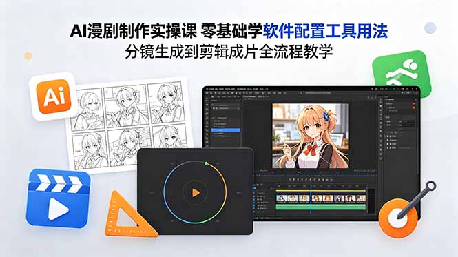 AI漫剧制作实操课 零基础学软件配置工具用法 分镜生成到剪辑成片全流程教学-项目汇