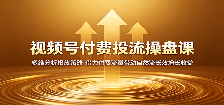 视频号付费投流操盘课：多维分析投放策略，借力付费流量带动自然流长效增长收益-项目汇