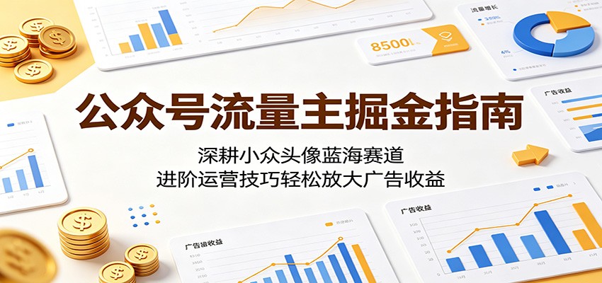 公众号流量主掘金指南：深耕小众头像蓝海赛道，进阶运营技巧轻松放大广告收益-项目汇