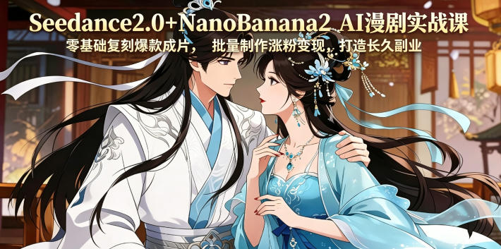 Seedance2.0+NanoBanana2 AI漫剧实战课,零基础复刻爆款成片涨粉变现,打造长久副业收益-项目汇