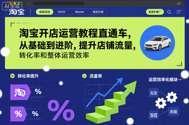 淘宝开店运营教程直通车，从基础到进阶，提升店铺流量，转化率和整体运营效率(更新26年05月27日)-项目汇