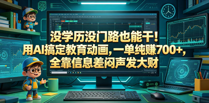 没学历没门路也能干!用AI搞定教育动画,一单纯賺700+,全靠信息差闷声发大财【揭秘】-项目汇
