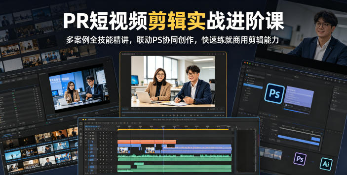 PR短视频剪辑实战进阶课,多案例全技能精讲,联动PS协同创作,快速练就商用剪辑能力-项目汇