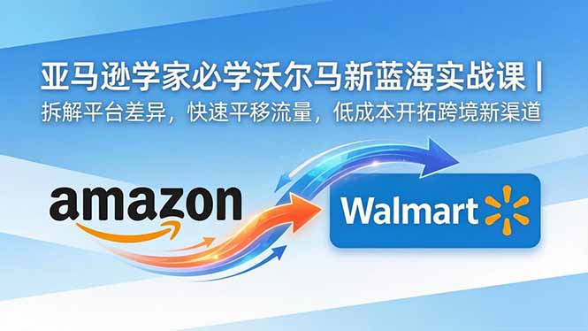 亚马逊卖家必学沃尔玛新蓝海实战课|拆解平台差异,快速平移流量,低成本开拓跨境新渠道-项目汇