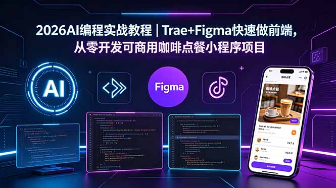 2026AI编程实战教程|Trae+Figma快速做前端,从零开发可商用咖啡点餐小程序项目-项目汇