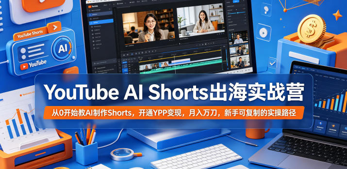 YouTube AI Shorts出海实战营,从0开始教AI制作Shorts,开通YPP变现,月入万刀,新手可复制的实操路径-项目汇
