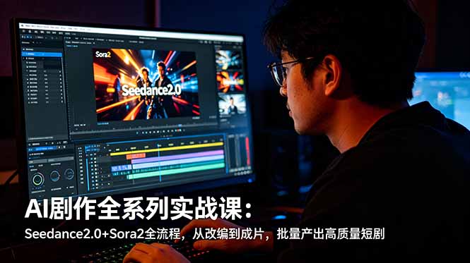 AI剧作全系列实战课:Seedance2.0+Sora2全流程,从改编到成片,批量产出高质量短剧-项目汇