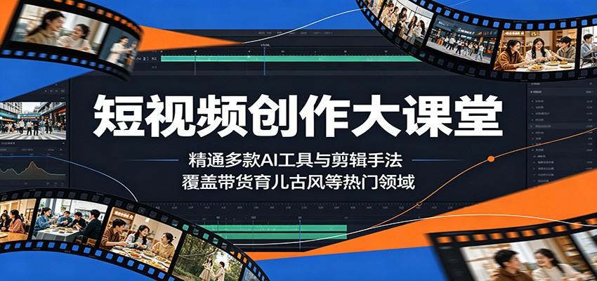短视频创作大课堂:精通多款AI工具与剪辑手法,覆盖带货、育儿、古风等热门领域-项目汇