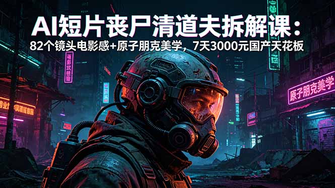 AI短片《丧尸清道夫》拆解课:82个镜头电影感+原子朋克美学,7天3000元国产天花板-项目汇