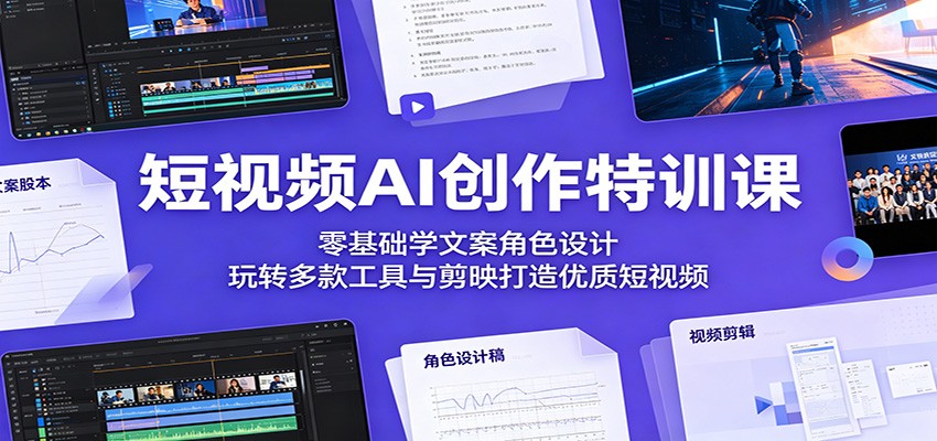 短视频AI创作特训课:零基础学文案角色设计,玩转多款工具与剪映打造优质短视频-项目汇