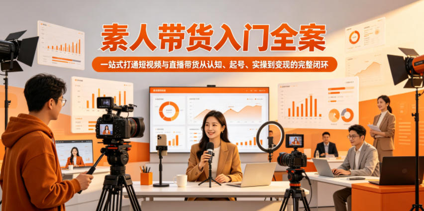 素人带货入门全案,一站式打通短视频与直播带货从认知、起号、实操到变现的完整闭环-项目汇