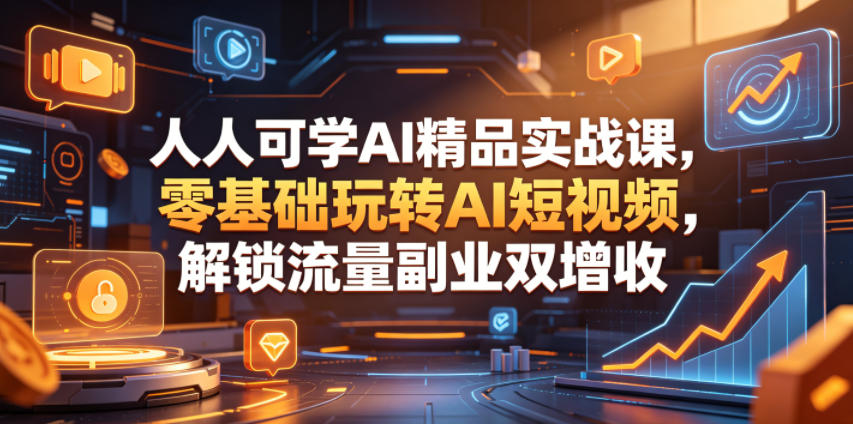人人可学AI精品实战课,零基础玩转AI短视频,解锁流量副业双增收-项目汇