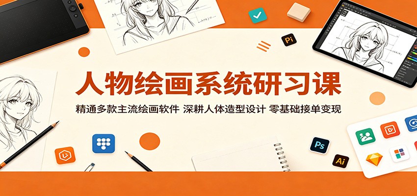 人物绘画系统研习课：精通多款主流绘画软件，深耕人体造型设计，零基础接单变现-项目汇