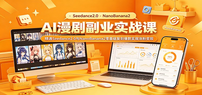 AI漫剧副业实战课:精通Seedance2.0与NanoBanana2零基础复刻爆款实现涨粉变现-项目汇