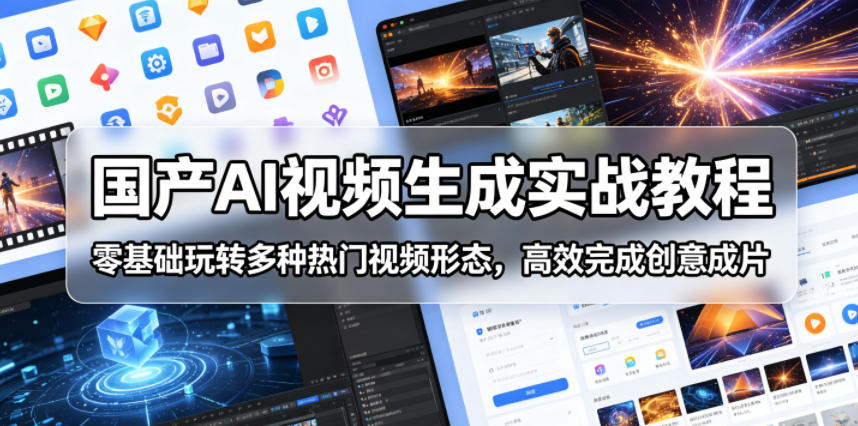 国产AI视频生成实战教程,零基础玩转多种热门视频形态,高效完成创意成片-项目汇