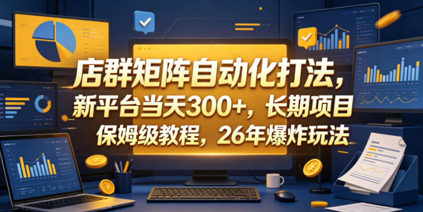 店群矩阵自动化打法，新平台当天300+，长期项目，保姆级教程，26年爆炸玩法【揭秘】-项目汇