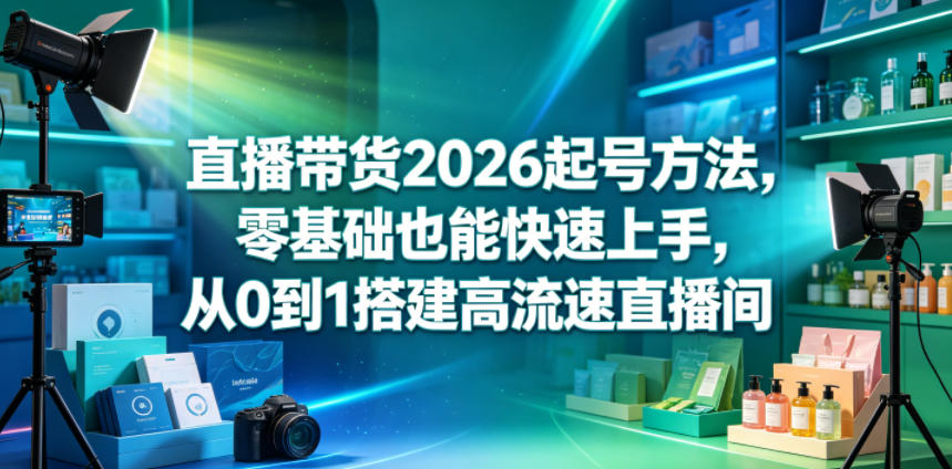 直播带货2026起号方法,零基础也能快速上手,从0到1搭建高流速直播间-项目汇