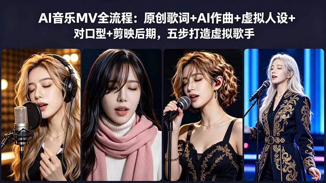 AI音乐MV全流程:原创歌词+AI作曲+虚拟人设+对口型+剪映后期,五步打造虚拟歌手-项目汇