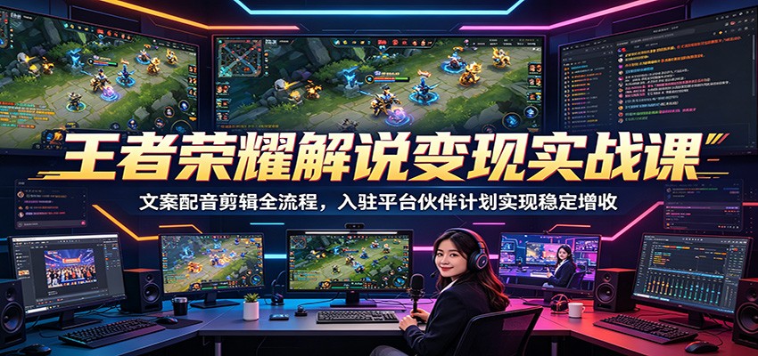 王者荣耀解说变现实战课:文案配音剪辑全流程,入驻平台伙伴计划实现稳定增收-项目汇