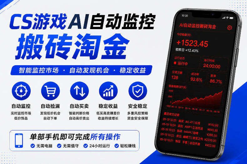 CS游戏AI自动监控搬砖淘金,稳定运行多年,支持任何形式验证,日入300+【揭秘】-项目汇