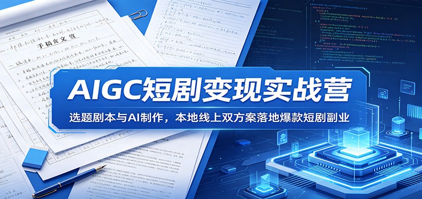 AIGC短剧变现实战营：选题剧本与AI制作，本地线上双方案落地爆款短剧副业-项目汇