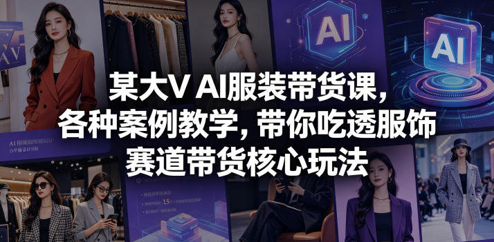 某大V AI服装带货课,各种案例教学,带你吃透服饰赛道带货核心玩法-项目汇