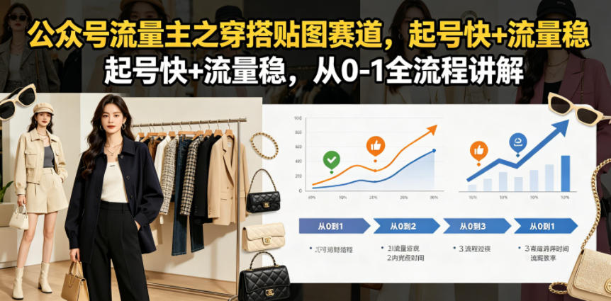 公众号流量主之穿搭贴图赛道，起号快+流量稳，从0-1全流程讲解-项目汇