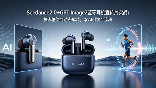 Seedance2.0+GPT Image2蓝牙耳机宣传片实战：静态精修到动态成片，双AI引擎全流程-项目汇