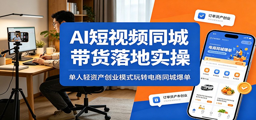 AI短视频同城带货落地实操：单人轻资产创业模式玩转电商同城爆单-项目汇