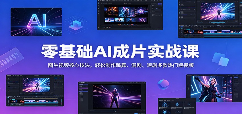 零基础AI成片实战课：图生视频核心技法，轻松制作跳舞、漫剧、短剧多款热门短视频-项目汇