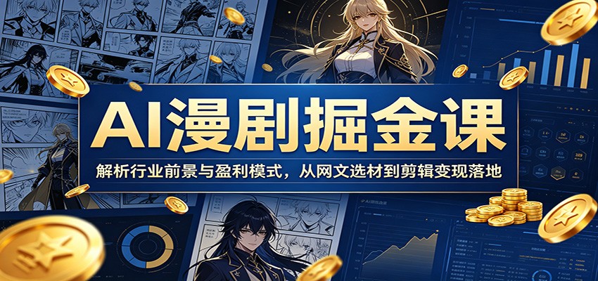AI漫剧掘金课：解析行业前景与盈利模式，从网文选材到剪辑变现落地-项目汇