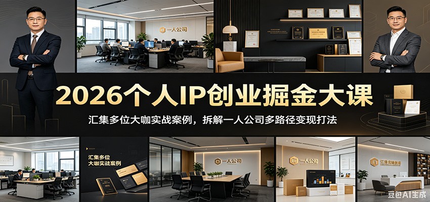 2026个人IP创业掘金大课:汇集多位大咖实战案例,拆解一人公司多路径变现打法-项目汇