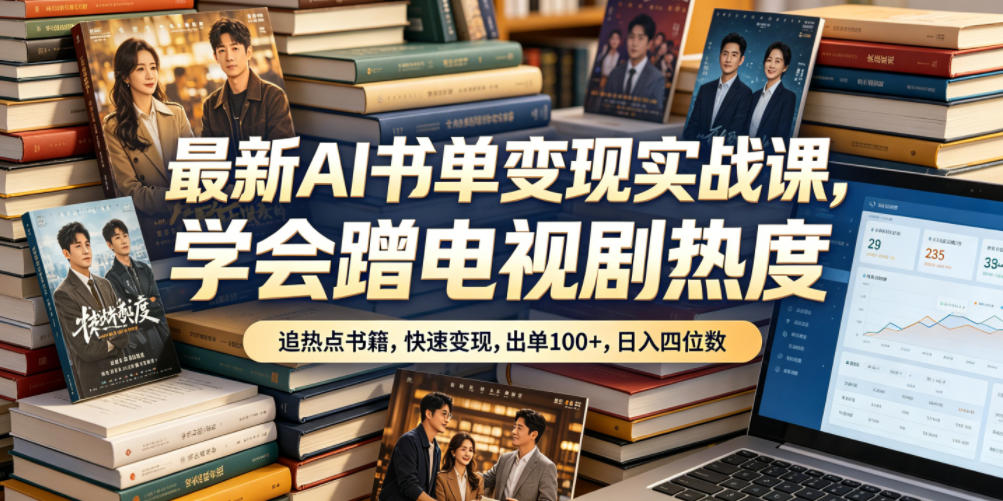 最新AI书单变现实战课,学会蹭电视剧热度,追热点书籍,快速变现,出单100+,日入四位数-项目汇