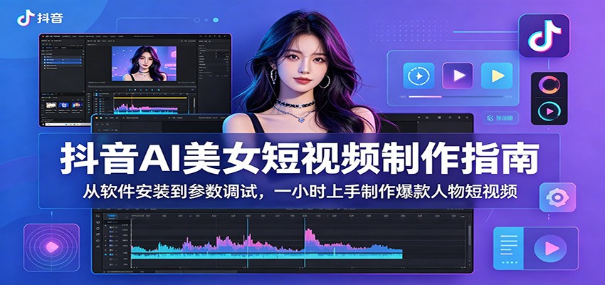 抖音AI美女短视频制作指南:从软件安装到参数调试,一小时上手制作爆款人物短视频-项目汇