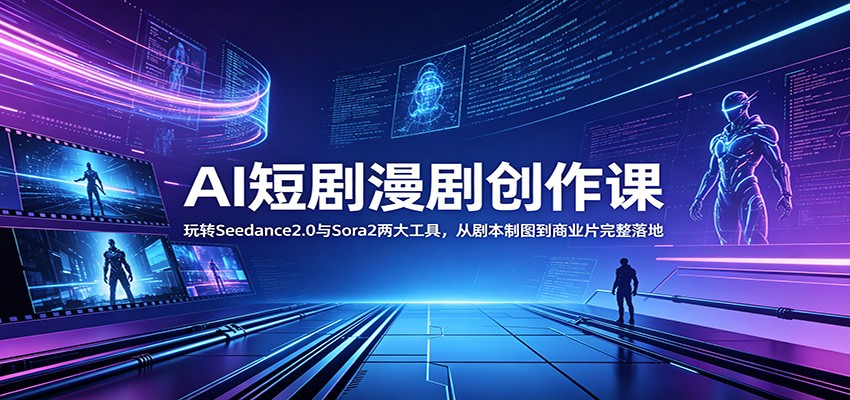 AI短剧漫剧创作课:玩转Seedance2.0与 Sora2两大工具,从剧本制图到商业片完整落地-项目汇