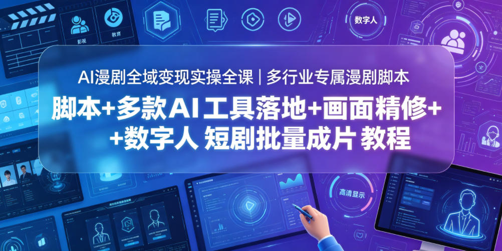 AI漫剧全域变现实操全课|多行业专属漫剧脚本+多款AI工具落地+画面精修+数字人短剧批量成片全教程-项目汇