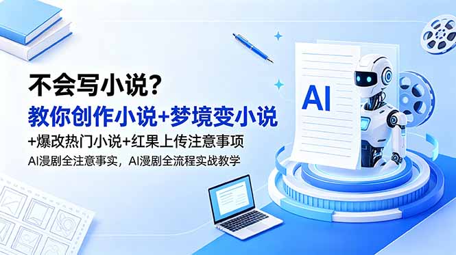 不会写小说?教你创作小说+梦境变小说+爆改热门小说+红果上传注意事项,AI漫剧全流程实战教学-项目汇