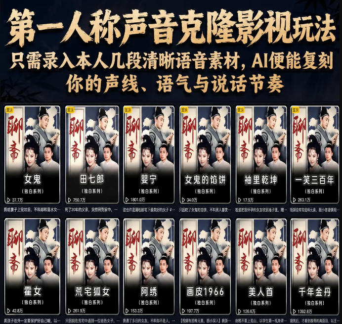 第一人称声音克隆影视玩法,只需录入本人几段清晰语音素材,AI便能复刻你的声线、语气与说话节奏-项目汇