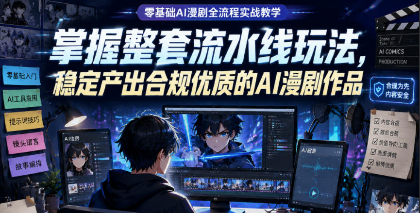 零基础AI漫剧全流程实战教学，掌握整套流水线玩法，稳定产出合规优质的AI漫剧作品-项目汇