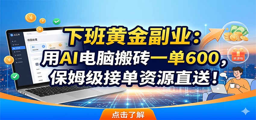 下班黄金副业：用AI电脑搬砖一单600，保姆级接单资源直送！-项目汇