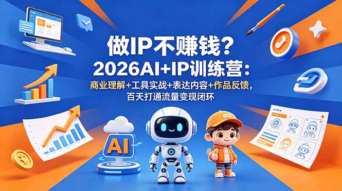 做IP不赚钱?2026AI+IP训练营:商业理解+工具实战+表达内容+作品反馈,百天打通流量变现闭环-项目汇