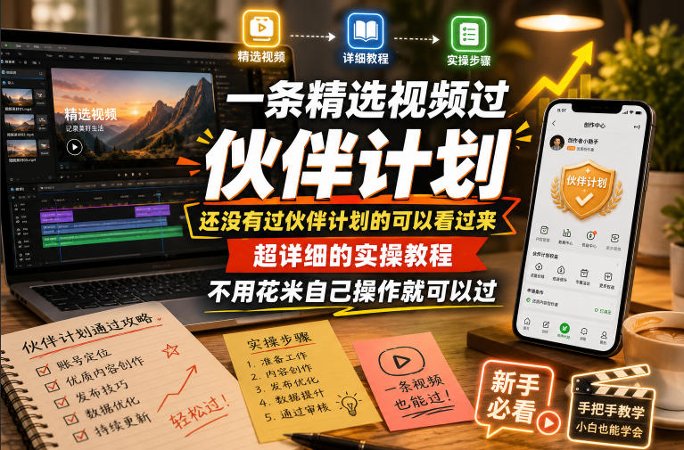一条精选视频过伙伴计划，还没有过伙伴计划的可以看过来，超详细的实操教程，不用花米自己操作就可以过-项目汇