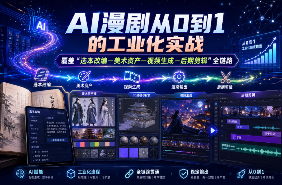 AI漫剧从0到1的工业化实战,覆盖“选本改编—美术资产—视频生成—后期剪辑”全链路(更新6月)-项目汇