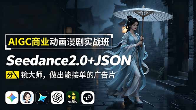 AIGC商业动画漫剧实战班:Seedance2.0+JSON分镜大师,做出能接单的广告片-项目汇