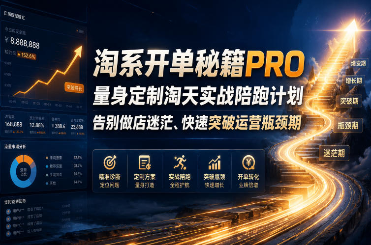 淘系开单秘籍PRO,量身定制淘天实战陪跑计划,告别做店迷茫、快速突破运营瓶颈期(2026年6月11)-项目汇