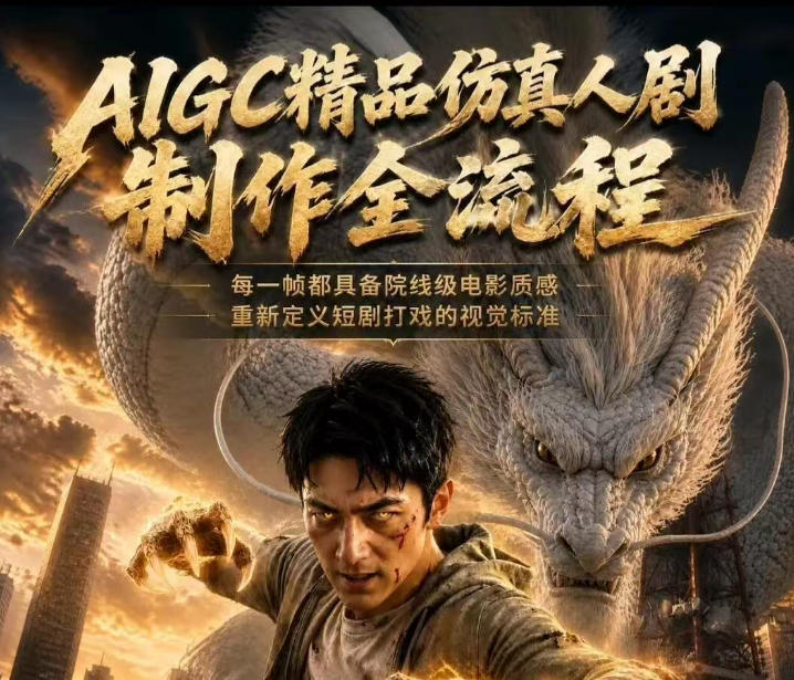 AIGC精品仿真人剧豢龙人全流程制作解析2026,国风仿真人创作+打斗剧情+人设编排,一站式AI短剧入门-项目汇