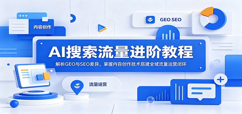 AI搜索流量进阶教程:解析GEO与SEO差异,掌握内容创作技术搭建全域流量运营闭环-项目汇